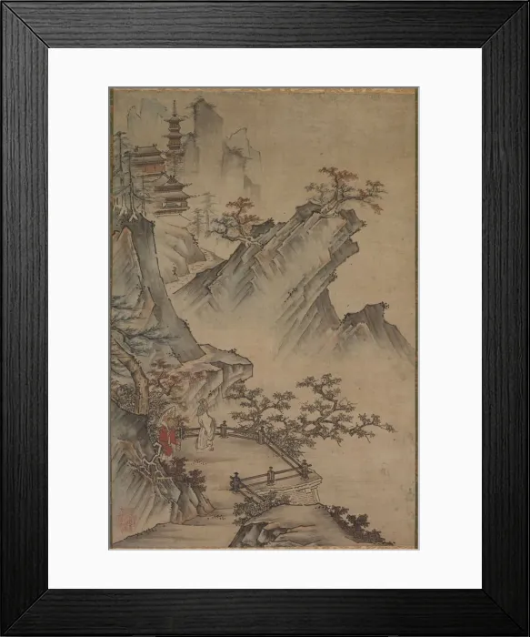 Framed Print : Chinese Literatus Viewing a Valley, possibly mid- to late 1500s-1600s. Creator: Unknown