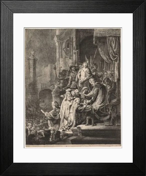 Framed Print : Christ Before Pilate: Large Plate, 1636. Creator: Rembrandt van Rijn (Dutch, 1606-1669) Framed Print : Christ Before Pilate: Large Plate, 1636. Creator: Rembrandt van Rijn (Dutch, 1606-1669)