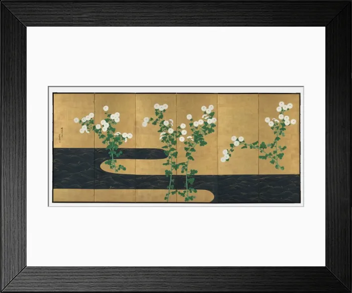 Framed Print : Chrysanthemums by a Stream, late 1700s-early 1800s. Creator: Ogata Korin (Japanese Framed Print : Chrysanthemums by a Stream, late 1700s-early 1800s. Creator: Ogata Korin (Japanese