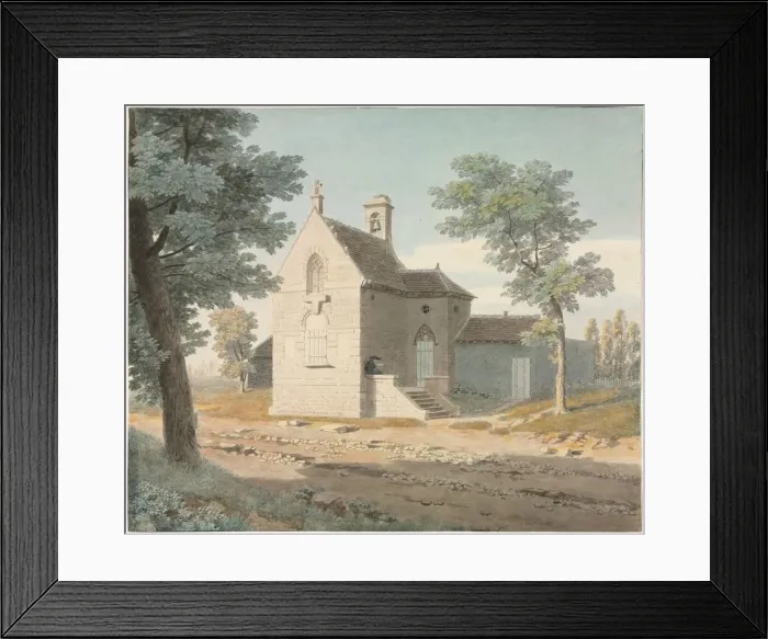 Framed Print : Church by a Road, late 1700s-1800s. Creator: Jean Lubin Vauzelle (French, 1776-aft 1837) Framed Print : Church by a Road, late 1700s-1800s. Creator: Jean Lubin Vauzelle (French, 1776-aft 1837)