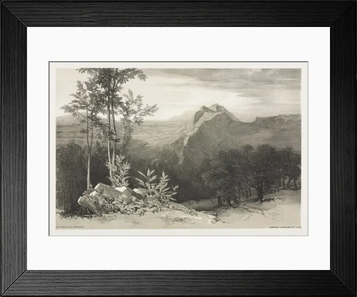 Framed Print : Civitella di Subiaco, c. 1840. Creator: Edward Lear (British, 1812-1888)