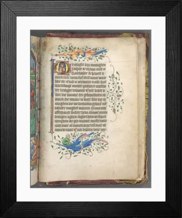 Framed Print : Book of Hours (Use of Utrecht): fol. 222r, Initial with Three Kings, c. 1460-1465 Framed Print : Book of Hours (Use of Utrecht): fol. 222r, Initial with Three Kings, c. 1460-1465