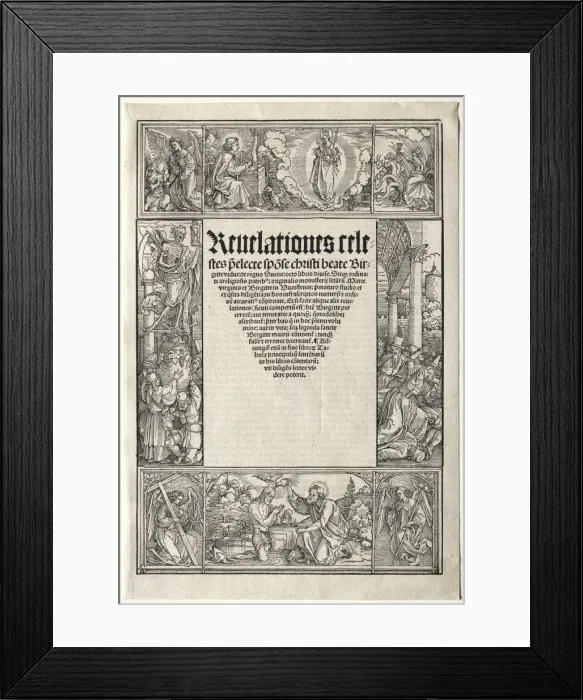 Framed Print : Border - with The Baptism of Christ. Creator: Albrecht Dürer (German, 1471-1528), school of Framed Print : Border - with The Baptism of Christ. Creator: Albrecht Dürer (German, 1471-1528), school of