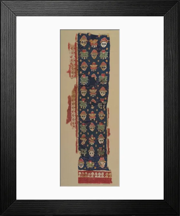 Framed Print : Border of Heads and Palmettes from a Large Hanging, 500s. Creator: Unknown Framed Print : Border of Heads and Palmettes from a Large Hanging, 500s. Creator: Unknown