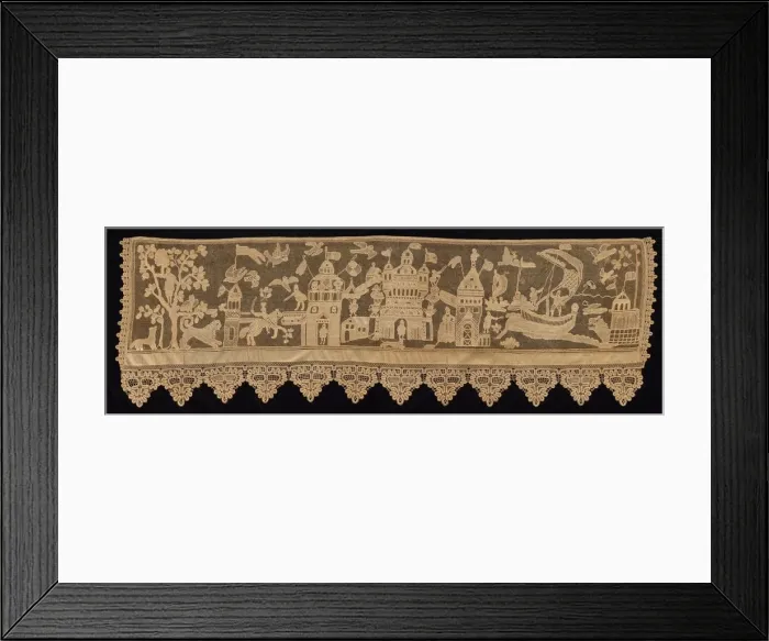 Framed Print : Border with Battle Scene, 18th century. Creator: Unknown Framed Print : Border with Battle Scene, 18th century. Creator: Unknown