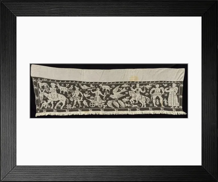 Framed Print : Border with Mounted and Standing Figures, Chariots, and Animals, 19th century. Creator: Unknown Framed Print : Border with Mounted and Standing Figures, Chariots, and Animals, 19th century. Creator: Unknown