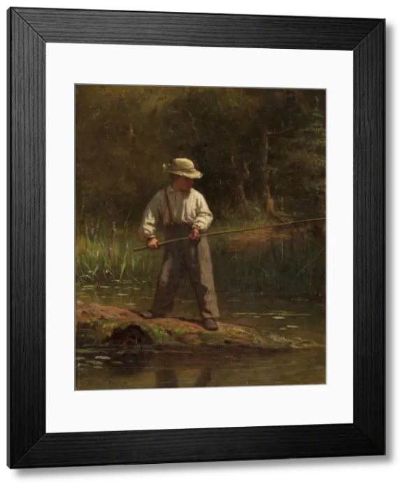 Framed Print : Boy Fishing, 1860s. Creator: Eastman Johnson (American, 1824-1906) Framed Print : Boy Fishing, 1860s. Creator: Eastman Johnson (American, 1824-1906)