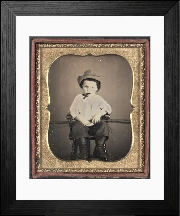 Framed Print : Boy with Cigar, c. 1855. Creator: Unidentified Photographer Framed Print : Boy with Cigar, c. 1855. Creator: Unidentified Photographer