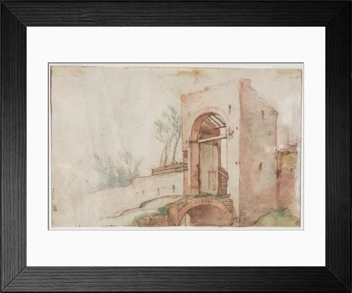 Framed Print : Bridge and Gate (verso), c. 1600. Creator: Abraham Bloemaert (Dutch, 1564-1651) Framed Print : Bridge and Gate (verso), c. 1600. Creator: Abraham Bloemaert (Dutch, 1564-1651)
