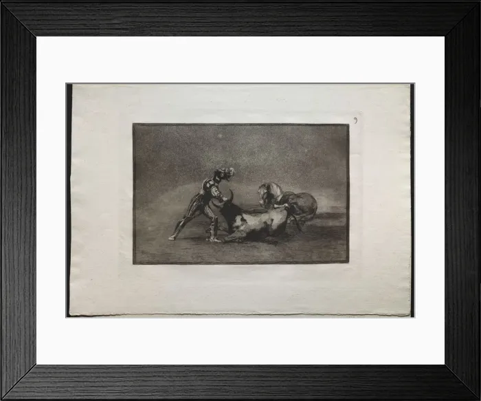 Framed Print : Bullfights: A Spanish Knight Kills the Bull After Having Lost His Horse, 1876. Creator