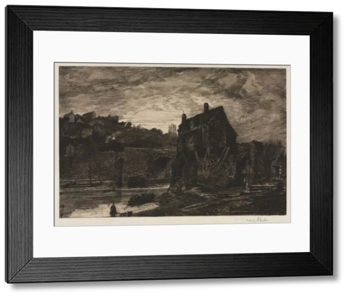 Framed Print : Bridgenorth, 1885. Creator: Frank Short (British, 1857-1945)