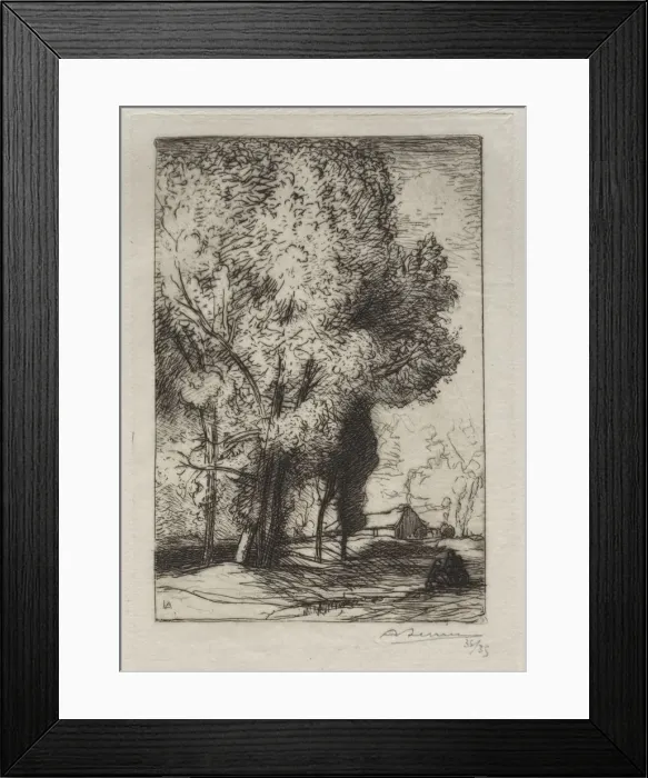 Framed Print : Bourrine dans les Peupliers, 1911. Creator: Auguste Louis Lepere (French, 1849-1918) Framed Print : Bourrine dans les Peupliers, 1911. Creator: Auguste Louis Lepere (French, 1849-1918)