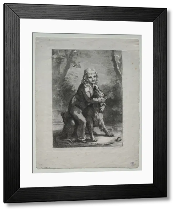 Framed Print : Boy with a Dog, 1822. Creator: Pierre-Paul Prud hon (French, 1758-1823) Framed Print : Boy with a Dog, 1822. Creator: Pierre-Paul Prud hon (French, 1758-1823)
