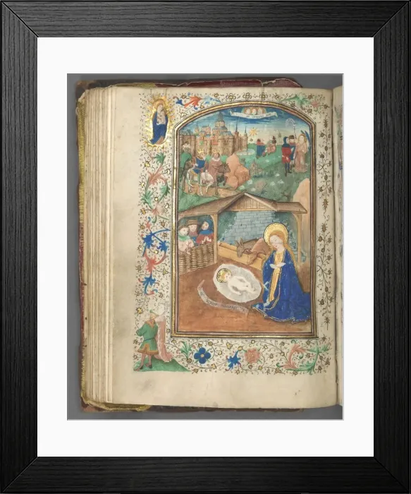 Framed Print : Book of Hours (Use of Utrecht): fol. 62v, The Nativity, c Framed Print : Book of Hours (Use of Utrecht): fol. 62v, The Nativity, c