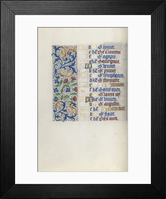 Framed Print : Book of Hours (Use of Rouen): fol. 8v, c. 1470. Creator: Master of the Geneva Latini (French Framed Print : Book of Hours (Use of Rouen): fol. 8v, c. 1470. Creator: Master of the Geneva Latini (French