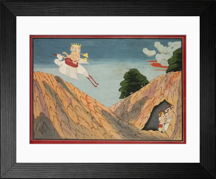 Framed Print : Brahma Hides the Cowherds and the Calves in the Cave, page from a Bhagavata Purana, c Framed Print : Brahma Hides the Cowherds and the Calves in the Cave, page from a Bhagavata Purana, c