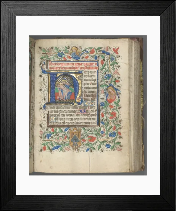 Framed Print : Book of Hours (Use of Utrecht): fol. 63r, Initial with Holy Trinity, c. 1460-1465 Framed Print : Book of Hours (Use of Utrecht): fol. 63r, Initial with Holy Trinity, c. 1460-1465