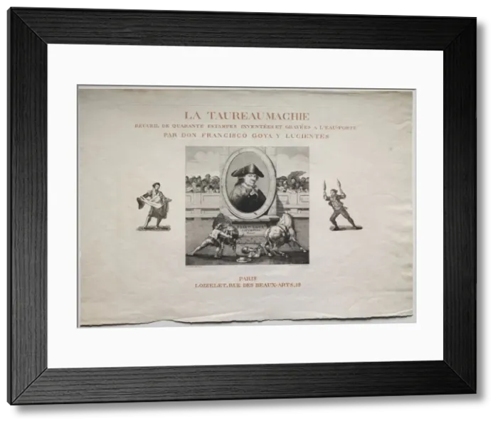 Framed Print : Bullfights: Title Page, 1876. Creator: Francisco de Goya (Spanish, 1746-1828) Framed Print : Bullfights: Title Page, 1876. Creator: Francisco de Goya (Spanish, 1746-1828)