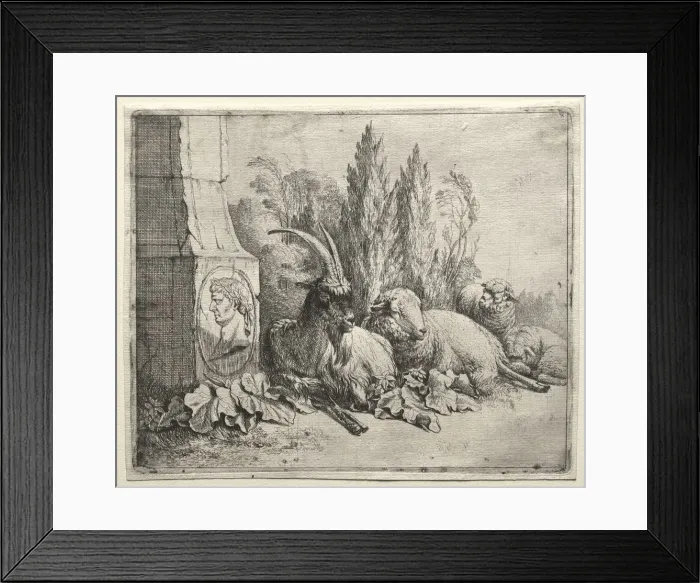 Framed Print : Bust at the Bottom of a Pyramid, 1665. Creator: Johann Heinrich Roos (German, 1631-1685) Framed Print : Bust at the Bottom of a Pyramid, 1665. Creator: Johann Heinrich Roos (German, 1631-1685)