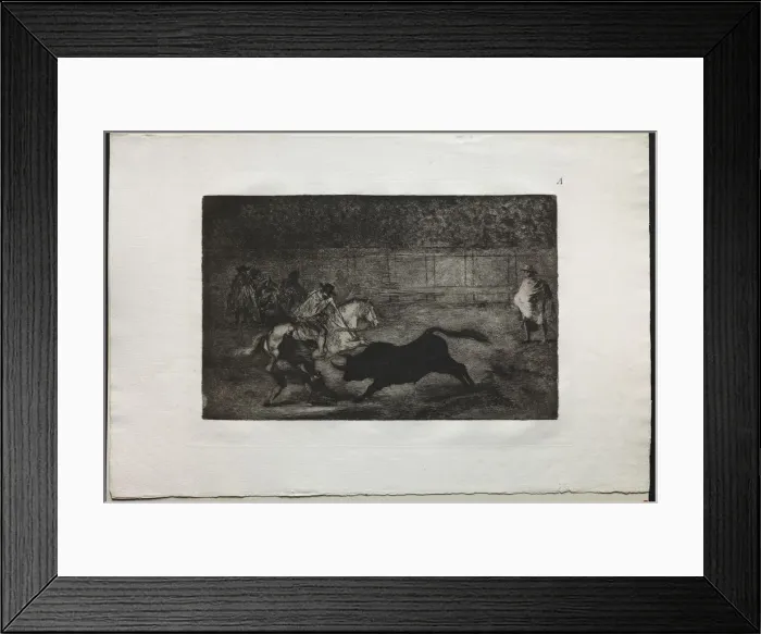 Framed Print : Bullfights: A Spanish Mounted Knight Breaking Short Spears with the Help of Assistants, 1876 Framed Print : Bullfights: A Spanish Mounted Knight Breaking Short Spears with the Help of Assistants, 1876