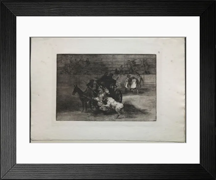 Framed Print : Bullfights: Fight in a Carriage Harnessed to Two Mules, 1876. Creator: Francisco de Goya (Spanish Framed Print : Bullfights: Fight in a Carriage Harnessed to Two Mules, 1876. Creator: Francisco de Goya (Spanish