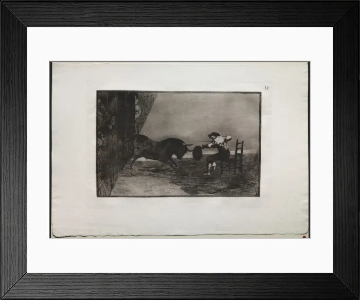 Framed Print : Bullfights: The Daring of Martincho in the Ring at Saragossa, 1876. Creator: Francisco de Goya Framed Print : Bullfights: The Daring of Martincho in the Ring at Saragossa, 1876. Creator: Francisco de Goya