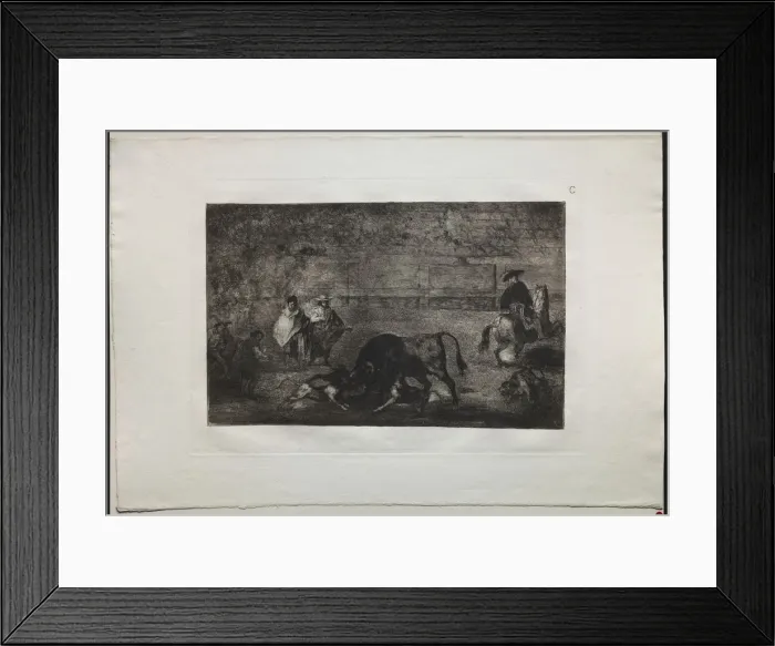 Framed Print : Bullfights: The Dog Let Loose on the Bull, 1876. Creator: Francisco de Goya (Spanish, 1746-1828) Framed Print : Bullfights: The Dog Let Loose on the Bull, 1876. Creator: Francisco de Goya (Spanish, 1746-1828)