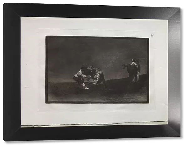 Bullfights: The Same Man Throws a Bull in the Ring at Madrid, 1876. Creator: Francisco de Goya