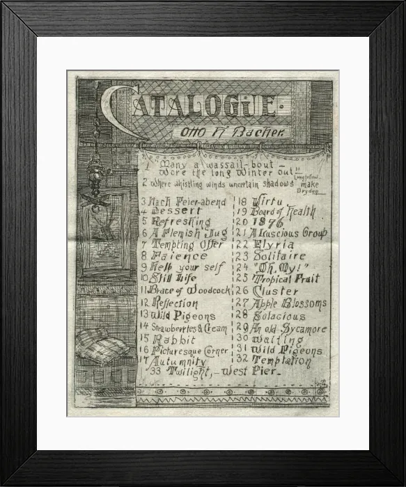 Framed Print : Catalogue, 1878. Creator: Otto H. Bacher (American, 1856-1909) Framed Print : Catalogue, 1878. Creator: Otto H. Bacher (American, 1856-1909)