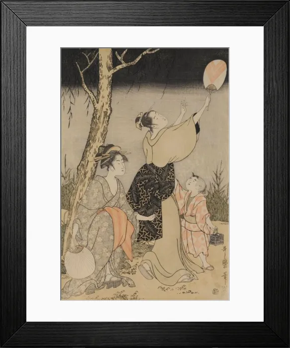 Framed Print : Catching Fireflies Beneath a Willow Tree (left), c. 1796-1797. Creator: Kitagawa Utamaro (Japanese Framed Print : Catching Fireflies Beneath a Willow Tree (left), c. 1796-1797. Creator: Kitagawa Utamaro (Japanese