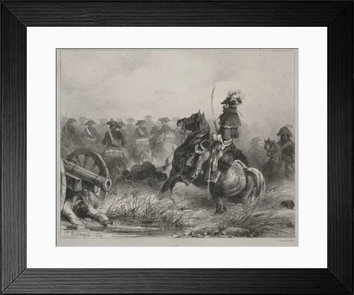 Framed Print : Cavalry Scene, 1836. Creator: Joseph-Louis-Hippolyte Bellange (French, 1800-1866) Framed Print : Cavalry Scene, 1836. Creator: Joseph-Louis-Hippolyte Bellange (French, 1800-1866)