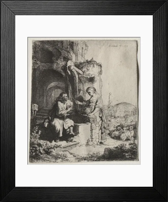 Framed Print : Christ and the Woman of Samaria Among Ruins, 1634. Creator: Rembrandt van Rijn (Dutch, 1606-1669) Framed Print : Christ and the Woman of Samaria Among Ruins, 1634. Creator: Rembrandt van Rijn (Dutch, 1606-1669)