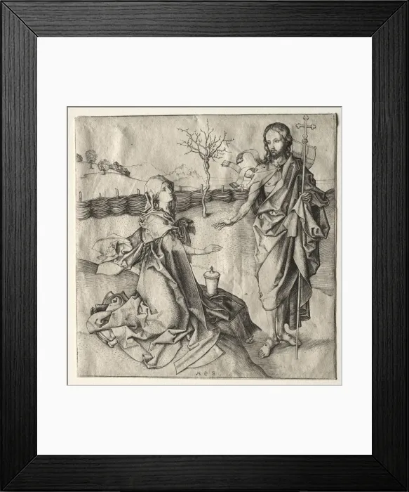 Framed Print : Christ Appearing to the Magdalen. Creator: Martin Schongauer (German, c. 1450-1491) Framed Print : Christ Appearing to the Magdalen. Creator: Martin Schongauer (German, c. 1450-1491)