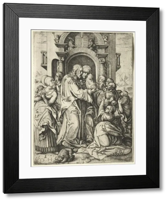 Framed Print : Christ Taking Leave of His Mother. Creator: Daniel I Hopfer (German, c. 1470-1536) Framed Print : Christ Taking Leave of His Mother. Creator: Daniel I Hopfer (German, c. 1470-1536)