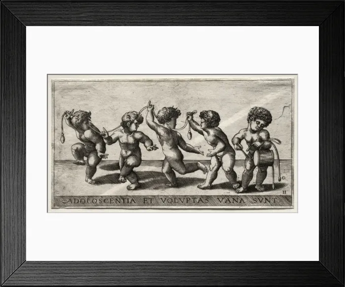 Framed Print : Children Dancing to a Drum, mid-16th century. Creator: Giorgio Reverdino (Italian, active c Framed Print : Children Dancing to a Drum, mid-16th century. Creator: Giorgio Reverdino (Italian, active c