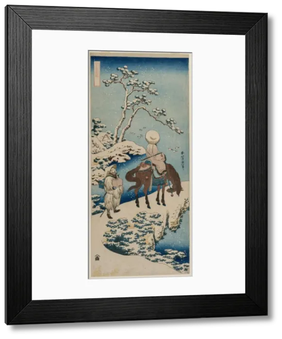 Framed Print : Chinese Official Pausing on a Bridge to View the Snow... 1834-1835. Creator: Katsushika Hokusai Framed Print : Chinese Official Pausing on a Bridge to View the Snow... 1834-1835. Creator: Katsushika Hokusai