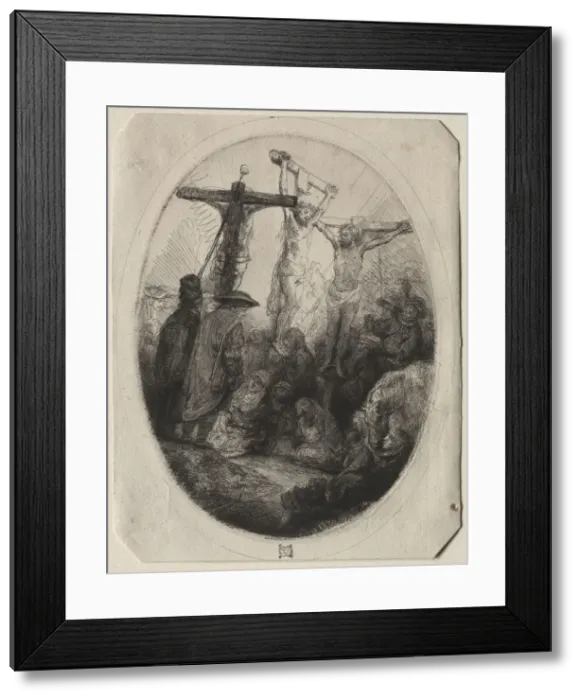 Framed Print : Christ Crucfied Between Two Thieves: An Oval Plate, c. 1641. Creator: Rembrandt van Rijn (Dutch Framed Print : Christ Crucfied Between Two Thieves: An Oval Plate, c. 1641. Creator: Rembrandt van Rijn (Dutch