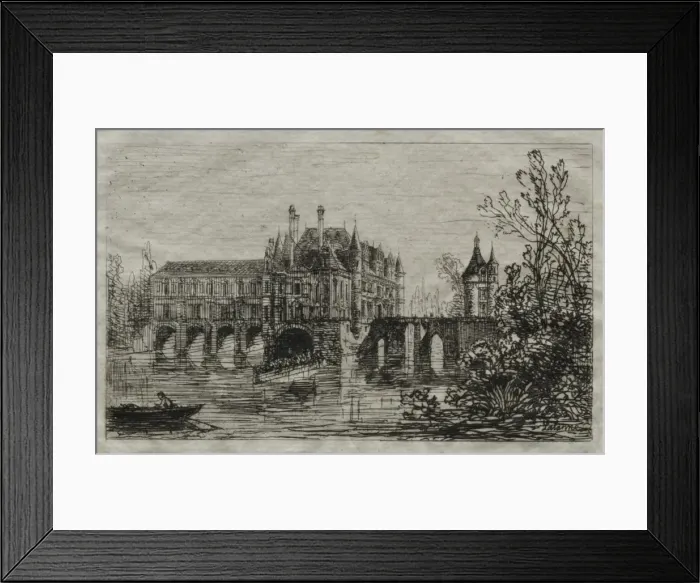 Framed Print : Chateau de Chenonceau. Creator: Maxime Lalanne (French, 1827-1886) Framed Print : Chateau de Chenonceau. Creator: Maxime Lalanne (French, 1827-1886)