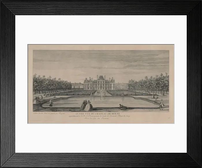 Framed Print : Chateau of Berny from the Gardens. Creator: Jacques Rigaud (French, 1681-1754) Framed Print : Chateau of Berny from the Gardens. Creator: Jacques Rigaud (French, 1681-1754)