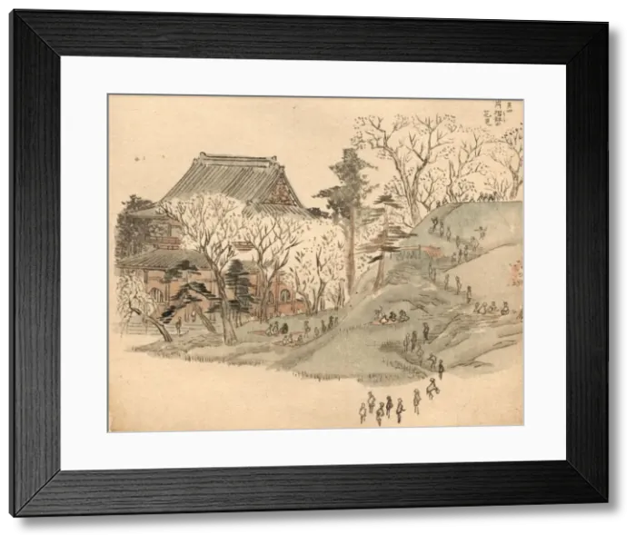 Framed Print : Cherry Blossom Festival at the Temple on Mt. Suribachi. Creator: Ando Hiroshige (Japanese, 1797-1858) Framed Print : Cherry Blossom Festival at the Temple on Mt. Suribachi. Creator: Ando Hiroshige (Japanese, 1797-1858)