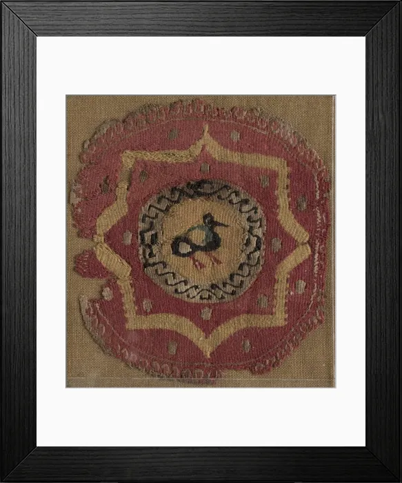 Framed Print : Circular Segmentum with Eight-Pointed Star and Bird, 600s - 700s. Creator: Unknown Framed Print : Circular Segmentum with Eight-Pointed Star and Bird, 600s - 700s. Creator: Unknown
