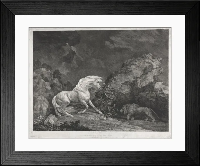 Framed Print : A Horse Frightened by a Lion, 1777. Creator: George Stubbs (British, 1724-1806) Framed Print : A Horse Frightened by a Lion, 1777. Creator: George Stubbs (British, 1724-1806)