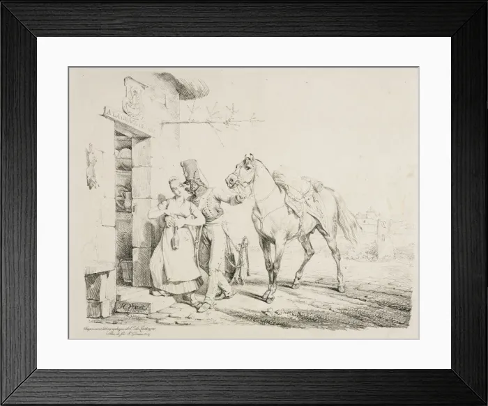 Framed Print : A Hussar Embracing a Servant. Creator: Horace Vernet (French, 1789-1863) Framed Print : A Hussar Embracing a Servant. Creator: Horace Vernet (French, 1789-1863)