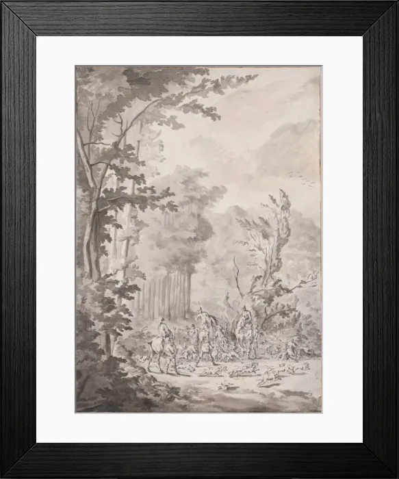Framed Print : A Hunting Party at Marly, late 17th or early 18th century. Creator: Jean Baptiste Martin Framed Print : A Hunting Party at Marly, late 17th or early 18th century. Creator: Jean Baptiste Martin