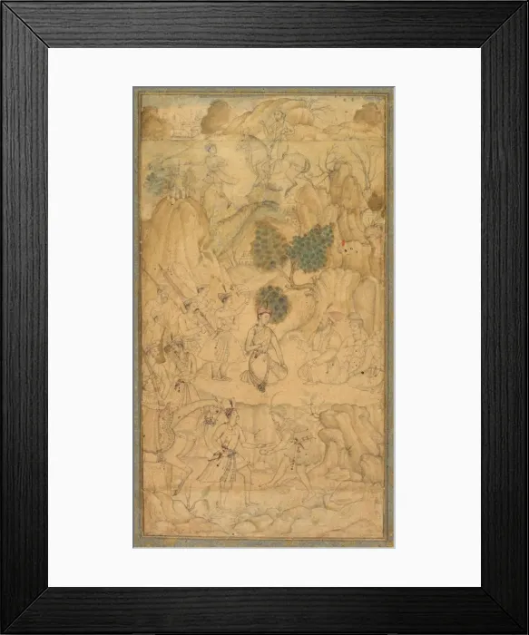 Framed Print : A Prince Visiting a Holy Man in a Rocky Landscape, c. 1590. Creator: Unknown Framed Print : A Prince Visiting a Holy Man in a Rocky Landscape, c. 1590. Creator: Unknown