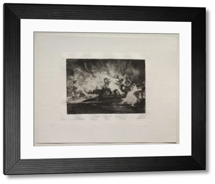 Framed Print : The Horrors of War: They Escape Through the Flames. Creator: Francisco de Goya (Spanish Framed Print : The Horrors of War: They Escape Through the Flames. Creator: Francisco de Goya (Spanish