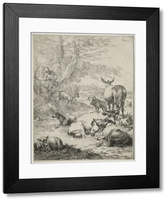 Framed Print : The Herd at Rest. Creator: Nicolaes Berchem (Dutch, 1620-1683) Framed Print : The Herd at Rest. Creator: Nicolaes Berchem (Dutch, 1620-1683)