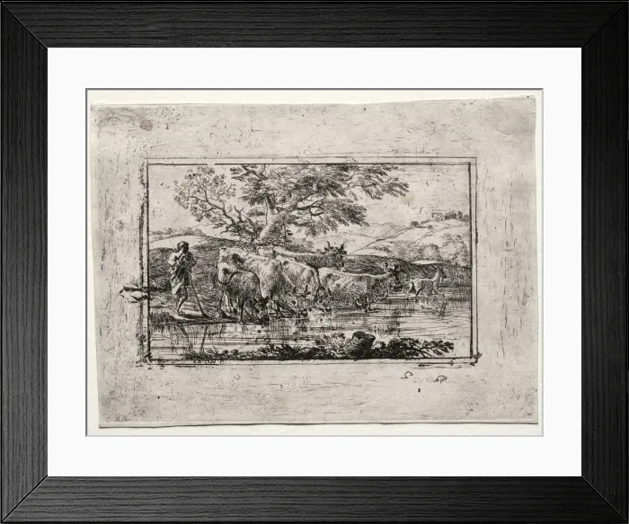 Framed Print : The Herd at the Watering Place, 1635. Creator: Claude Lorrain (French, 1604-1682) Framed Print : The Herd at the Watering Place, 1635. Creator: Claude Lorrain (French, 1604-1682)