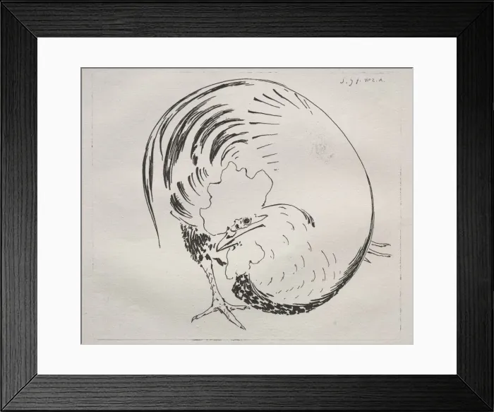 Framed Print : The High-Fired Service: Rooster (counterproof), c. 1860. Creator: Felix Bracquemond (French Framed Print : The High-Fired Service: Rooster (counterproof), c. 1860. Creator: Felix Bracquemond (French
