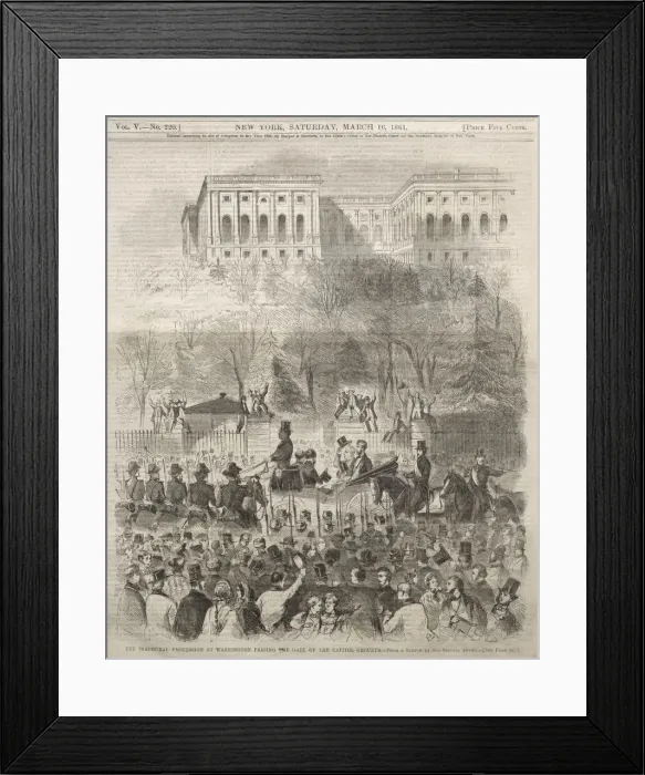 Framed Print : The Inaugural Procession at Washington Passing the Gate of the Capital Grounds, 1861 Framed Print : The Inaugural Procession at Washington Passing the Gate of the Capital Grounds, 1861